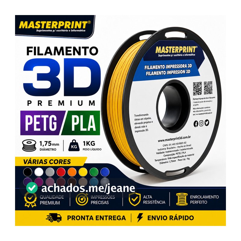 Filamento PETG / PLA MasterPrint Premium 1Kg Impressora 3D Várias Cores