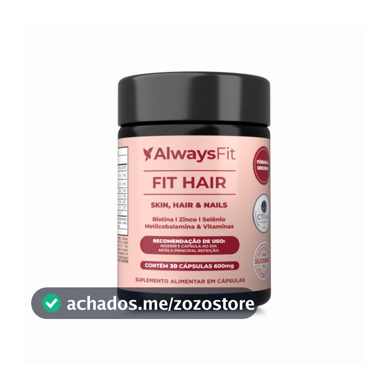 FitHair AlwaysFit  | Biotina + Zinco + Selênio + Ferro + Cobre + Cisteína + Vitaminas | 30 Cápsulas