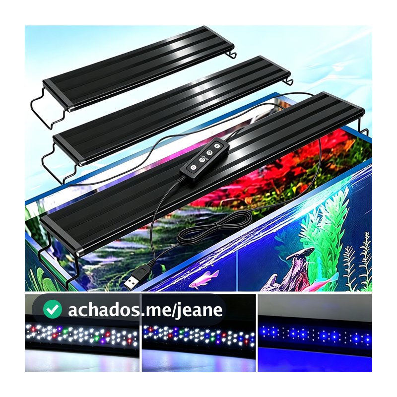 Luminária LED Slim Aquário Newpet 3 Cores com Controlador Ajustável 30 a 60cm Bivolt
