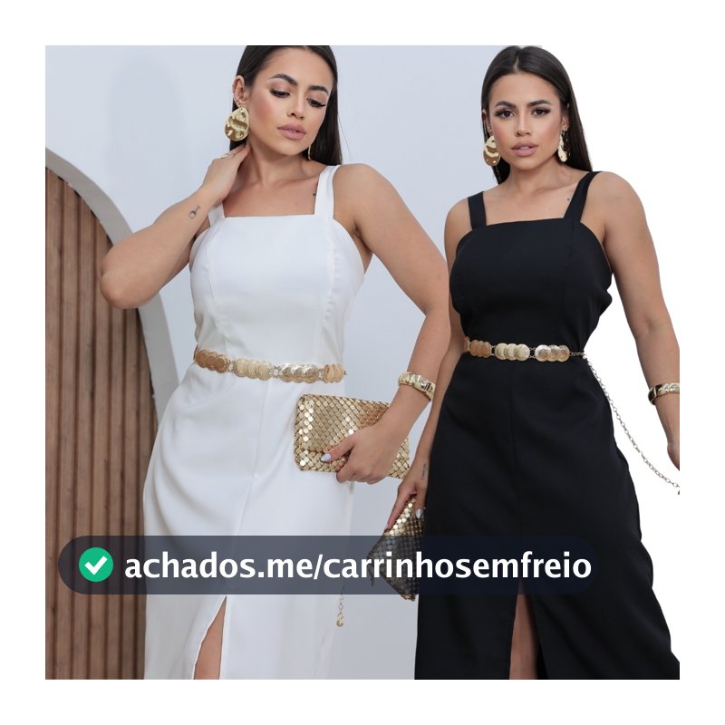 Vestido Feminino Alfaiataria Mídi Social Com Fenda Frontal e Zíper Nas Costas elegante e Sofisticado