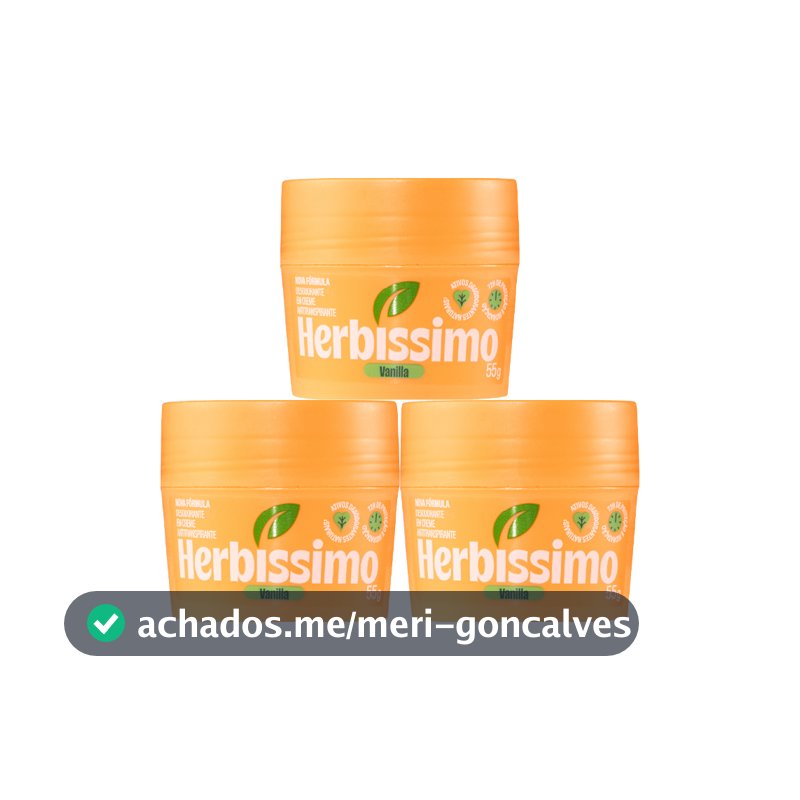 Kit Desodorante Em Creme Antitranspirante Herbíssimo Vanilla 55g (3 unidades)