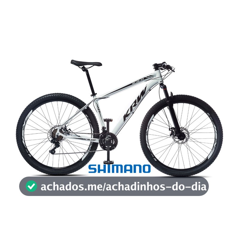 Bicicleta aro 29 Alumínio KRW Shimano 24 Velocidades, Freio Disco Hidráulico, Suspensão dianteira S41