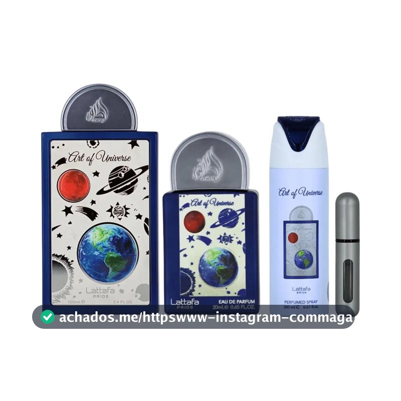 Kit Perfume Lattafa Art Of Universe Edp Unissex 100ml + Edp 20ml + Perfumed Spray 200ml