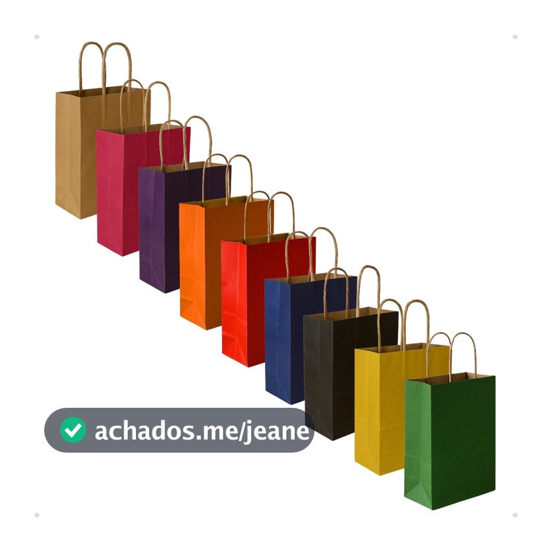 Sacola Kraft Presente Colorida 21,5x8,5x17,5cm Lojas Roupas Cosméticos Delivery Presente Festas Aniversário