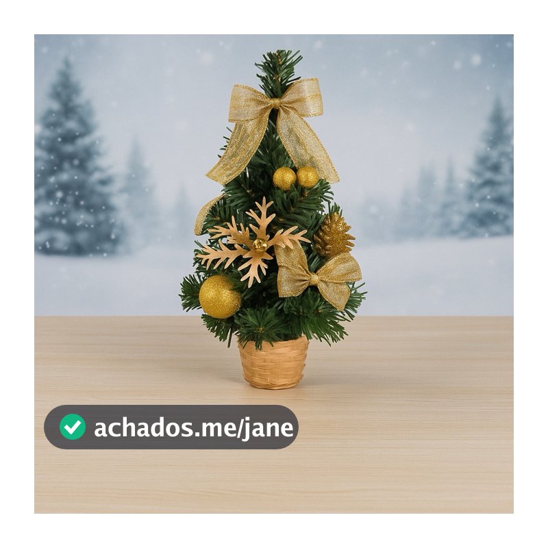 Mini Árvore de Natal com Bolas, Pinhas e Laços Dourados – Decoração Natalina Elegante