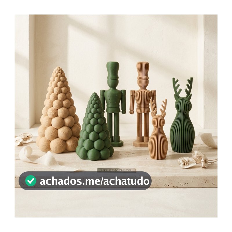 KIT DECORAÇÃO DE NATAL MINIMALISTA MODERNO ARVORE, RENAS E QUEBRA-NOZES MESA POSTA APARADOR SALA
