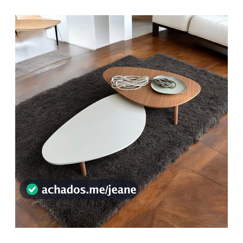 Kit 2 Mesas de Centro Orgânicas Pés Palito em Madeira