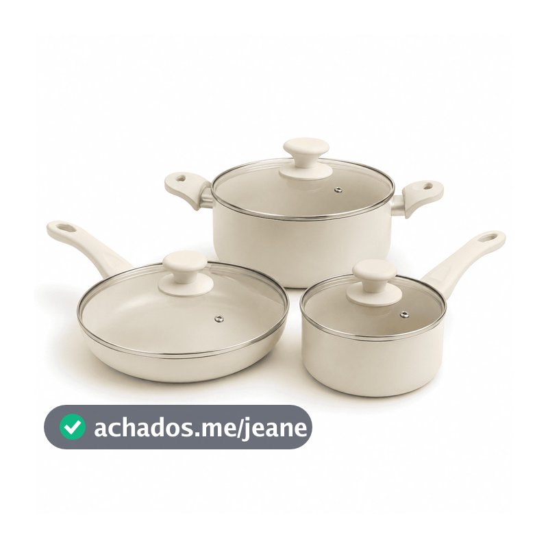 Jogo de Panelas Cerâmica 3 Peças Antiaderente Alças Confortáveis Indução e Gás Cozinha CHEF D