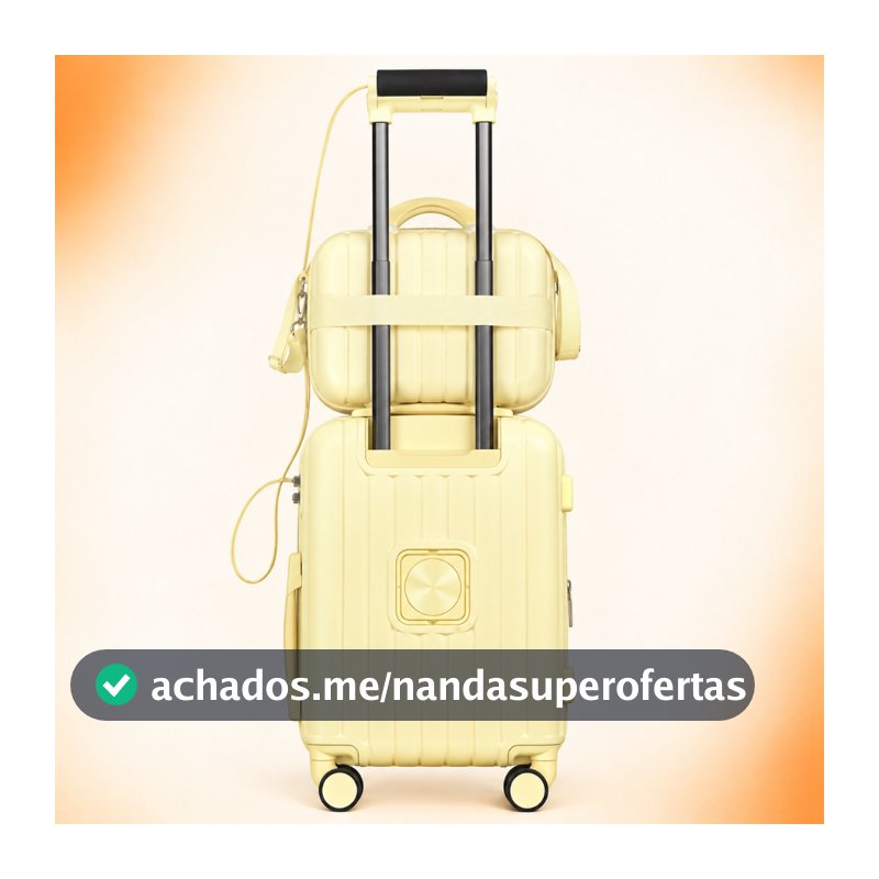 Mala de Bordo + Frasqueira | Nuvem | Suporte Celular | Porta Copo | Cadeado TSA | Entrada Usb |