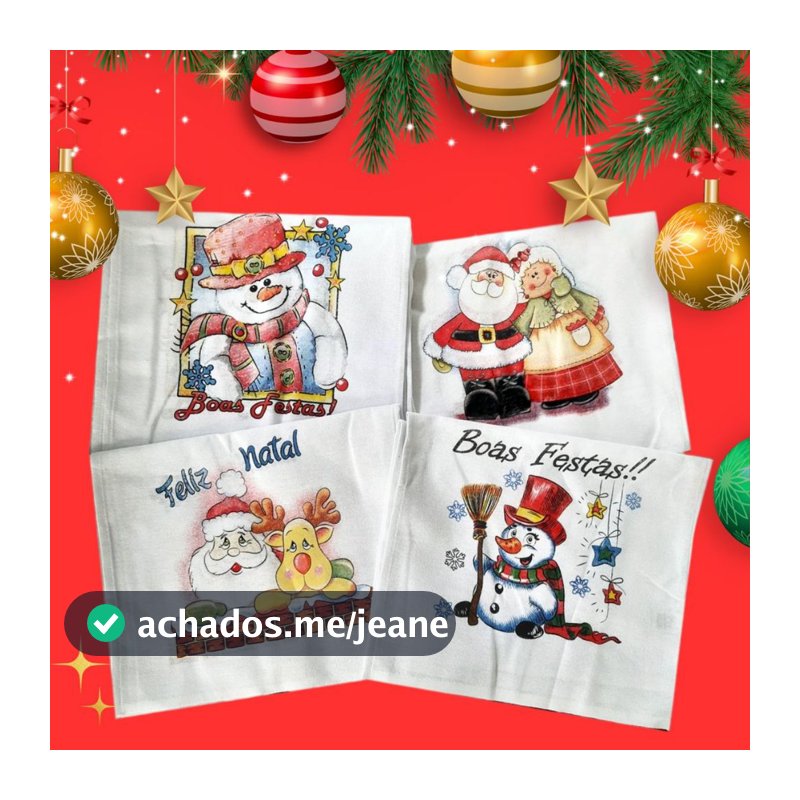 Kit 5/10/15/20/30 un Pano de Prato Natal Estampas Natalinas - tamanho grande