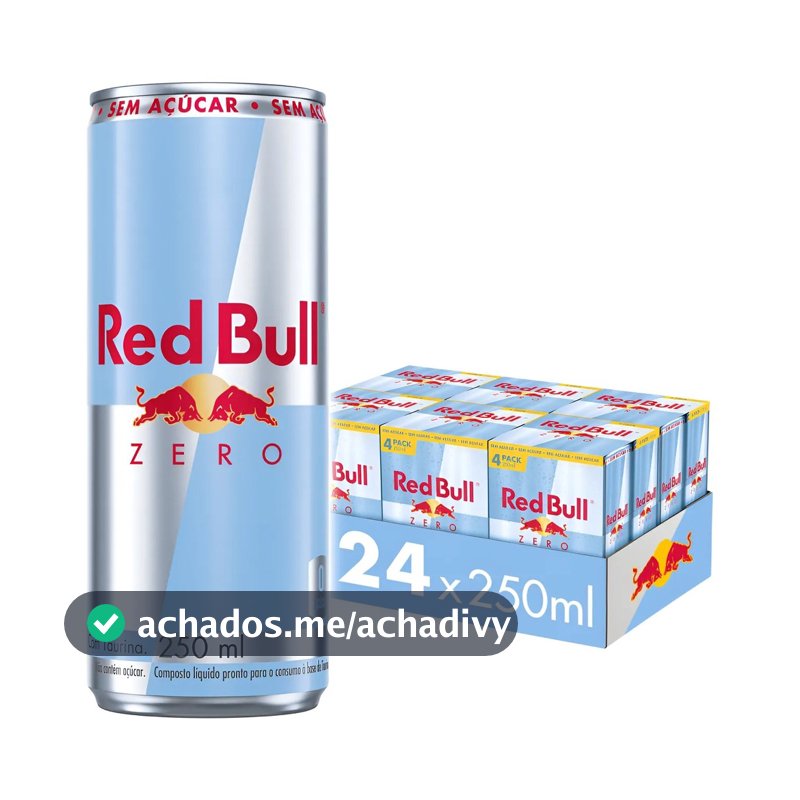 Pack de 24 latas Red Bull Energético, Zero, Sem Açúcar, 250ml