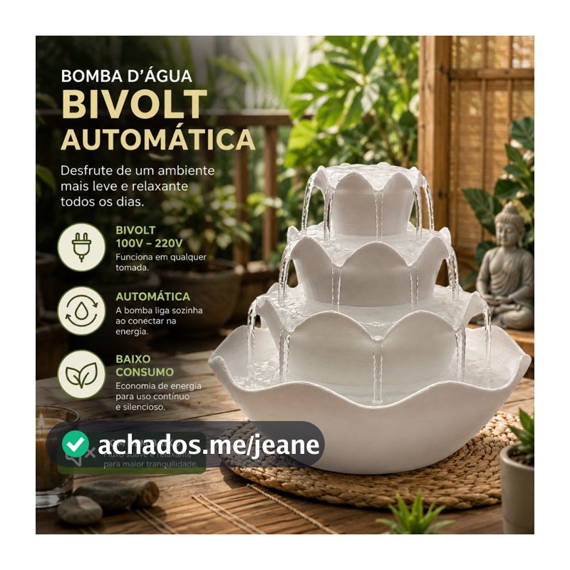 FONTE DE ÁGUA CHAFARIZ BIVOLT CASCATA DECORATIVA