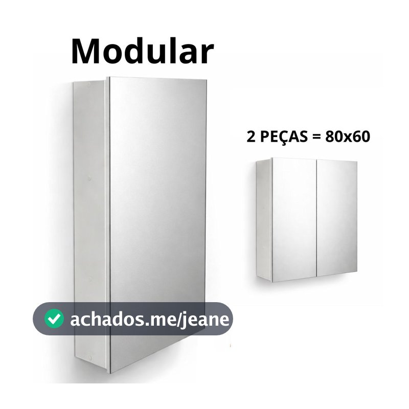 2 un. - Aéreo com Espelho 80 Altura X 60 Larg. Modular Grande MDF 15mm  - Montado - 2 PEÇAS DE 30CM