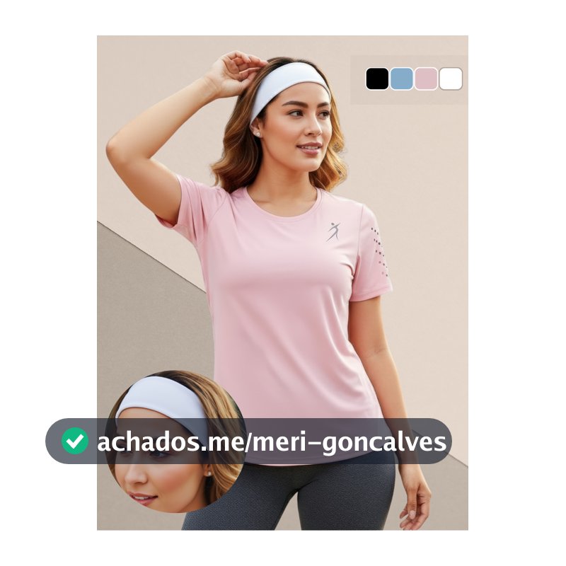 Kit Camiseta Dry Fit Feminina Academia Fitness Corrida Treino Caminhada UV + Faixa de Cabelo