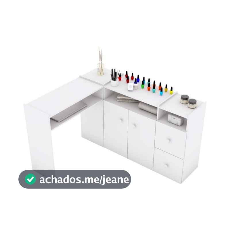 Mesa Para Manicure L 4 Portas Completa Nail Designer Salão de Beleza Cabeleireiro