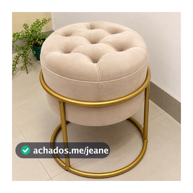 Puff argola redondo (material prime)estrutura de ferro assento em capitonê para penteadeira, sala quarto, decoração