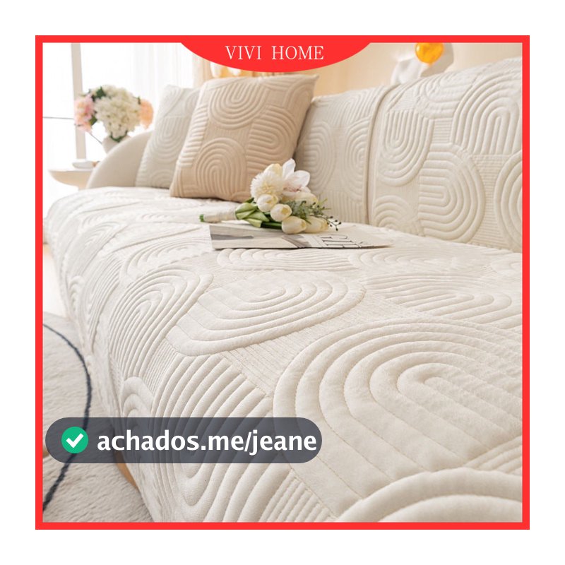 Capa De Sofá De Pelúcia 1/2/3/4 Lugares Em Forma De L Nórdico Ins Engrossado Slipcover Almofada Toalha Quatro Estações A