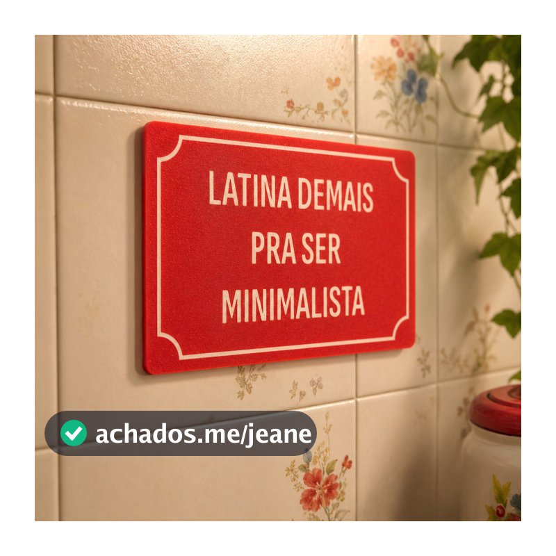 Placa Decorativa Latina Demais Pra Ser Minimalista - Coleção Brasilidades, Presente Criativo com Frase