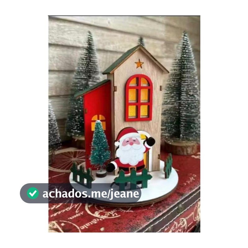 Casinha Natalina Decorativa com Papai Noel e Luz