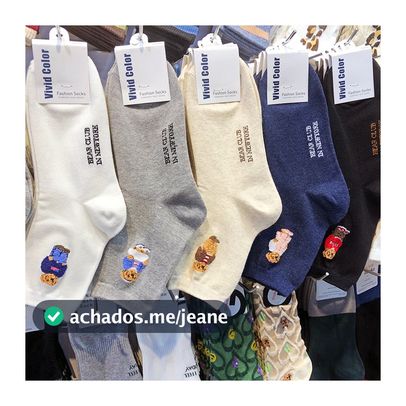 Desenho Animado Cavalheiro Urso Meias Masculinas Algodão Harajuku De Skate Novidade Sox Natal Corpos Calcetinas