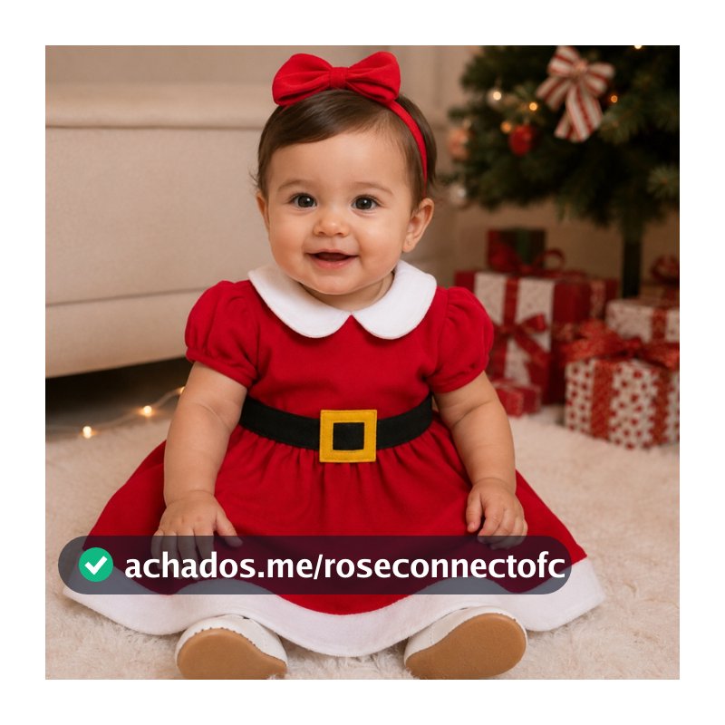 Vestido Natalino Infantil Mamãe Noel Bebê Menina Roupa de Natal Festa Natalina com Tiara P ao 3 Anos