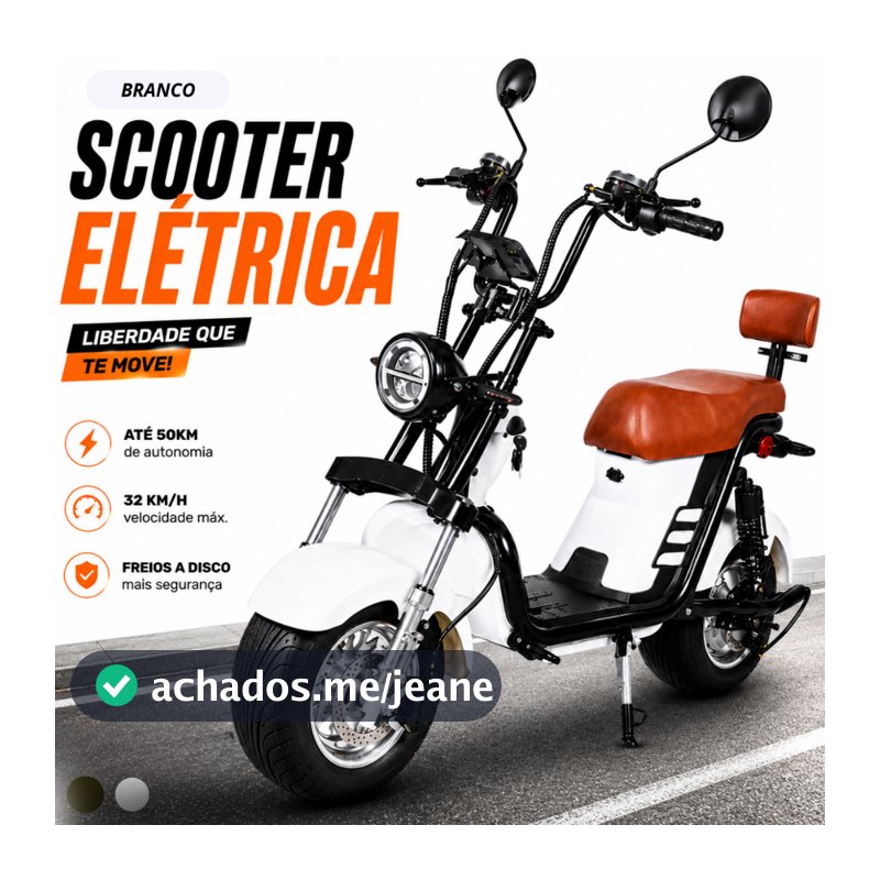 Scooter Elétrica 1000W Motinha Elétrica 32km/h Bicicleta Elétrica Até 150kg