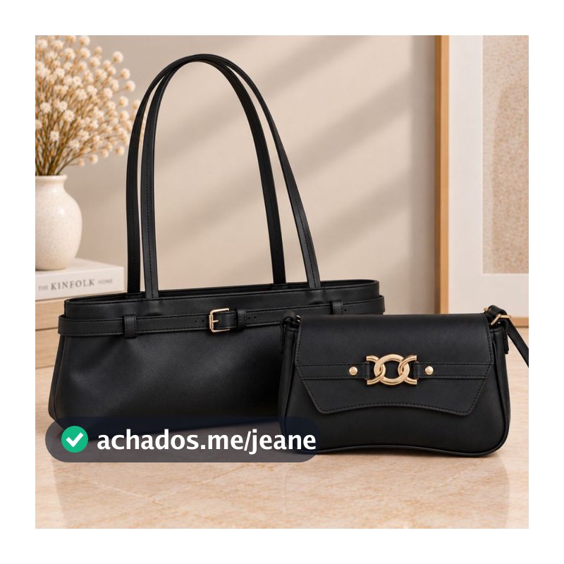 Kit Bolsa Baguete Feminina + Clutch Pequena De Ombro