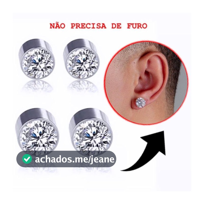 Brinco Falso Pressão Sem Furo Magnético Pedra Zircônia - 8mm