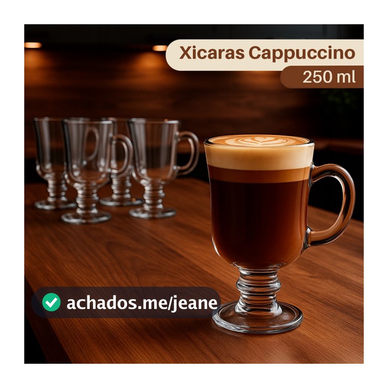 Conjunto 3/6 Canecas de Vidro Reforçado 250ml para Bebidas e Sobremesas