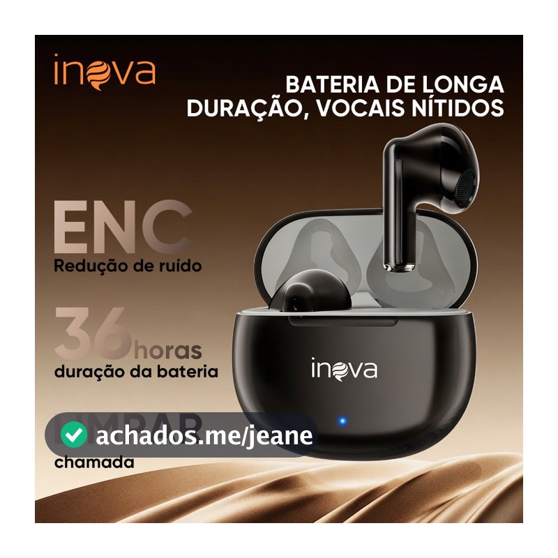 INOVA Fone De Ouvido Bluetooth ENC Sem Fio Fone TWS Headset Com Cancelamento De Ruído ELonga Duração De Bateria 36H