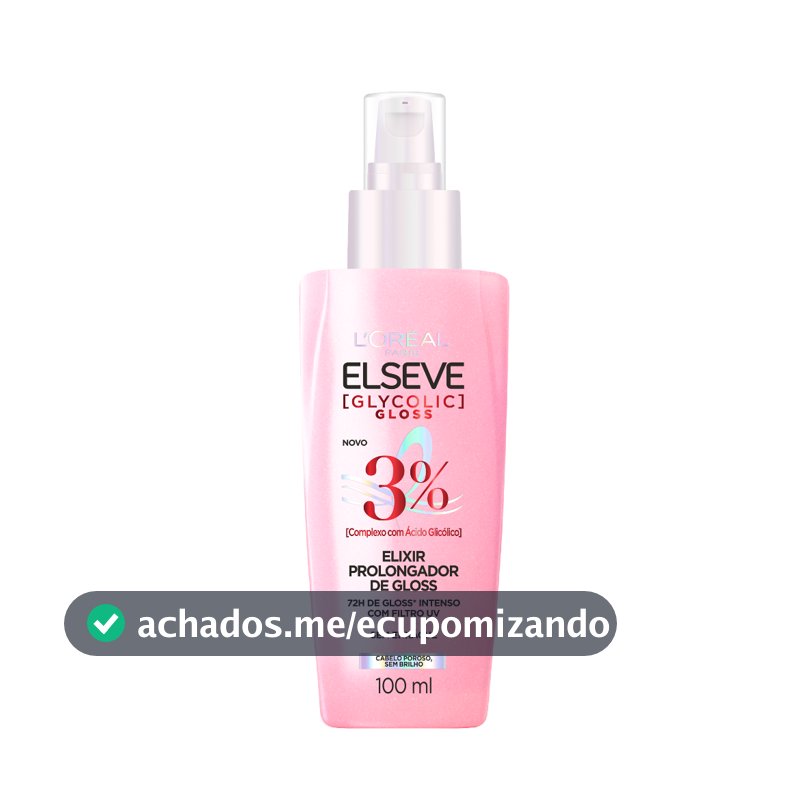 Sérum Elixir Antiporosidade, Protetor Térmico e Brilho, L'Oréal Paris Elseve Glycolic Gloss, 100ml