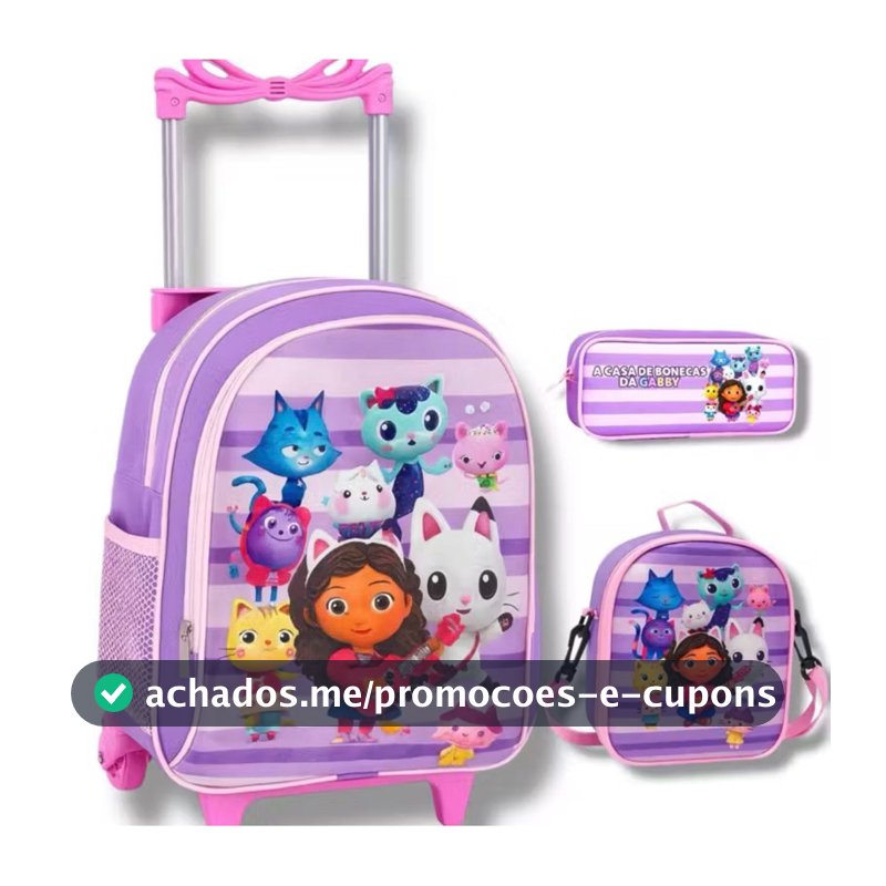 Kit Rodinha Casa da Gaby lancheira Térmica + estojo mochila foro interno