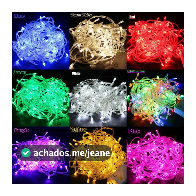 Pisca Pisca Natal Cordão 100 Leds 10m 8 Funções Varias Cores 110v / 220v ANJIN