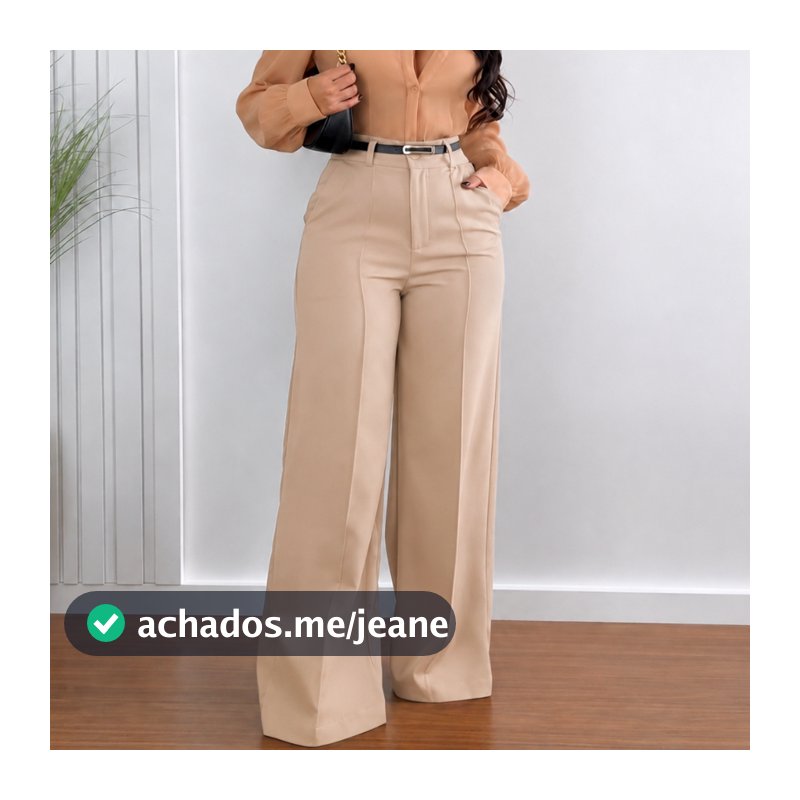 Calça Pantalona Alfaiataria Feminina Cintura Alta Premium com Cinto de Brinde Elegante Confortável