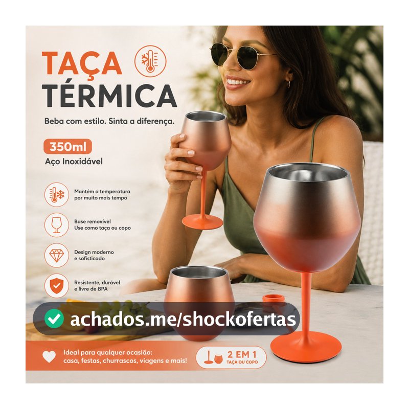 Taça Térmica Inox 2 Em 1 Para Vinho, Drinks Coquetel, Gin Copo Coktail Térmico De Aço Inoxidável Premium Design Elegante