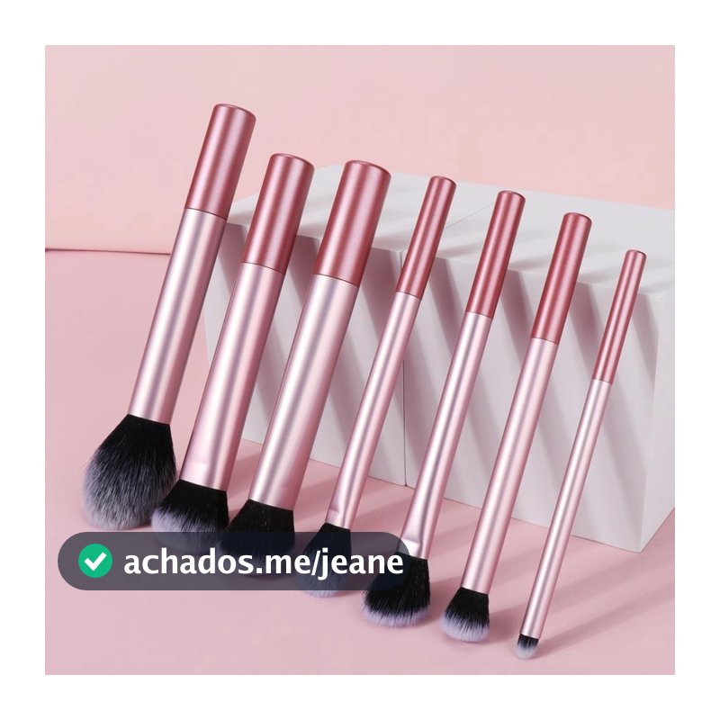 Kit 7 Pincéis de Maquiagem profissional 024-142 ROSA