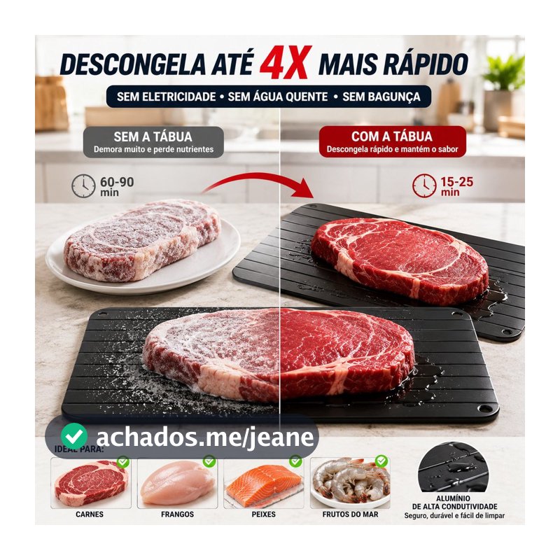 Tabua Magica Descongelar Rápido Carne Alimentos Defrost Express Tech Bandeja Travessa