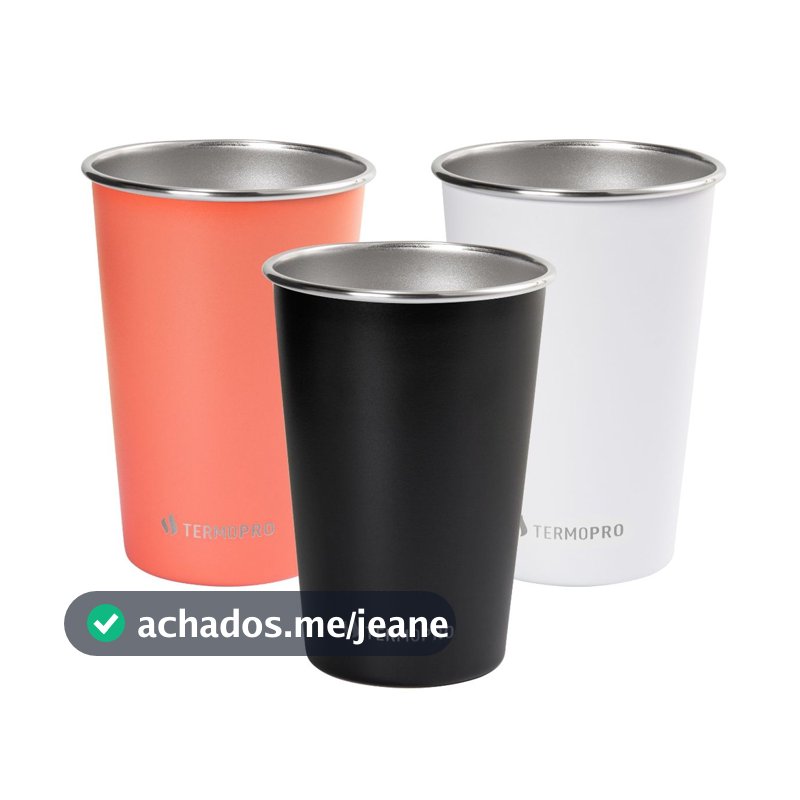 Kit 3 Copos Aço Inox 500ml Agua Suco Bebida Termopro
