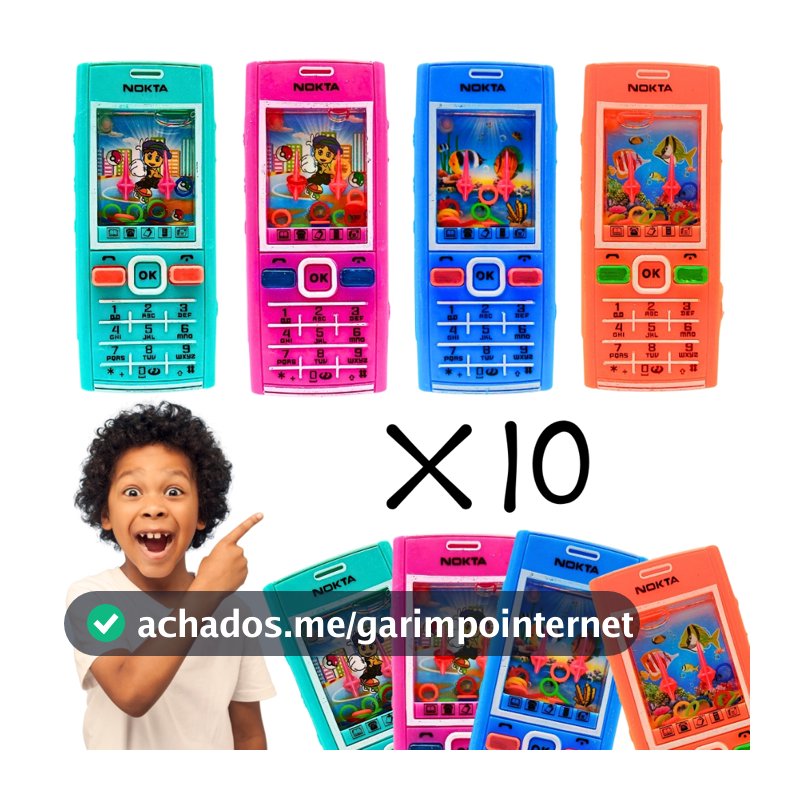 Kit 10 Jogos Joguinho Brinquedo Argola AquaPlay Celular Infantil Lembrancinha Prenda Revenda Atacado