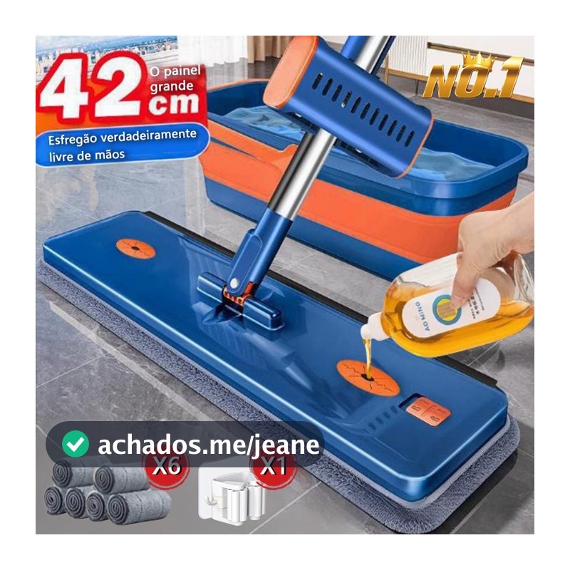 KIT 9  Conjunto De Esfregão E Balde Dobrável De Microfibra Com Raspador De Desaguamento S10