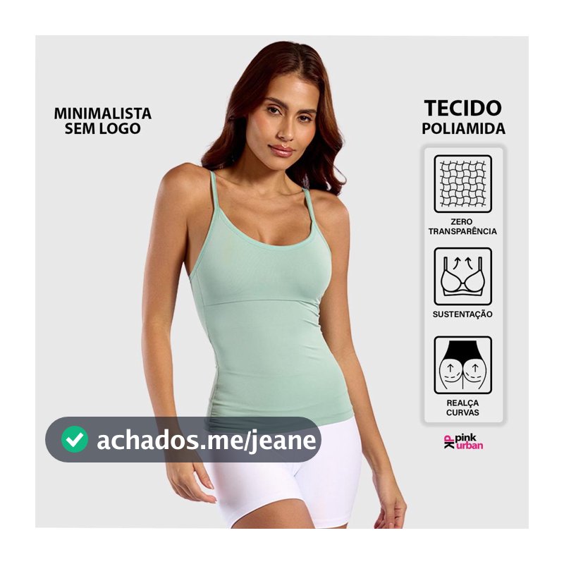 Regata Alça Fina Fitness Minimalista Sem Logo Blusa Feminino Liso Poliamida Slim Camiseta Academia Revenda