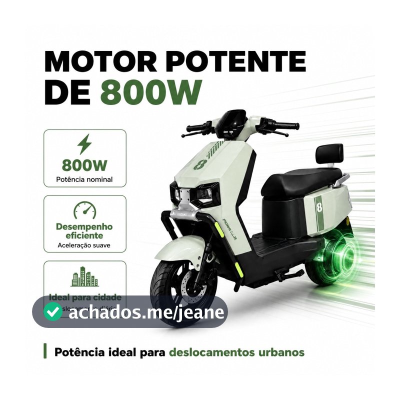 Moto Scooter Elétrica Guerreiro Lobo 9, Bateria Lítio 72V 30A, Motor 800W, Pneus 10" Sem Câmara, Amortecedor Duplo, Frei