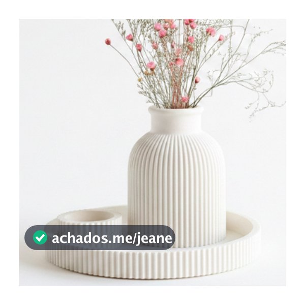 Kit 3 Peças - Vaso - Porta Velas - Bandeja Canelada Decorativo Moderna Sala Banheiro Cozinha Premium