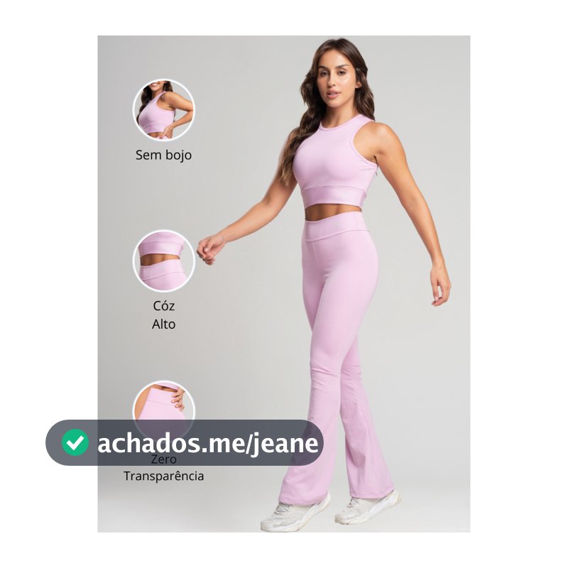 Conjunto Fitness Bailarina Academia Top Regata Legging Flare Suplex Zero Transparência Feminina