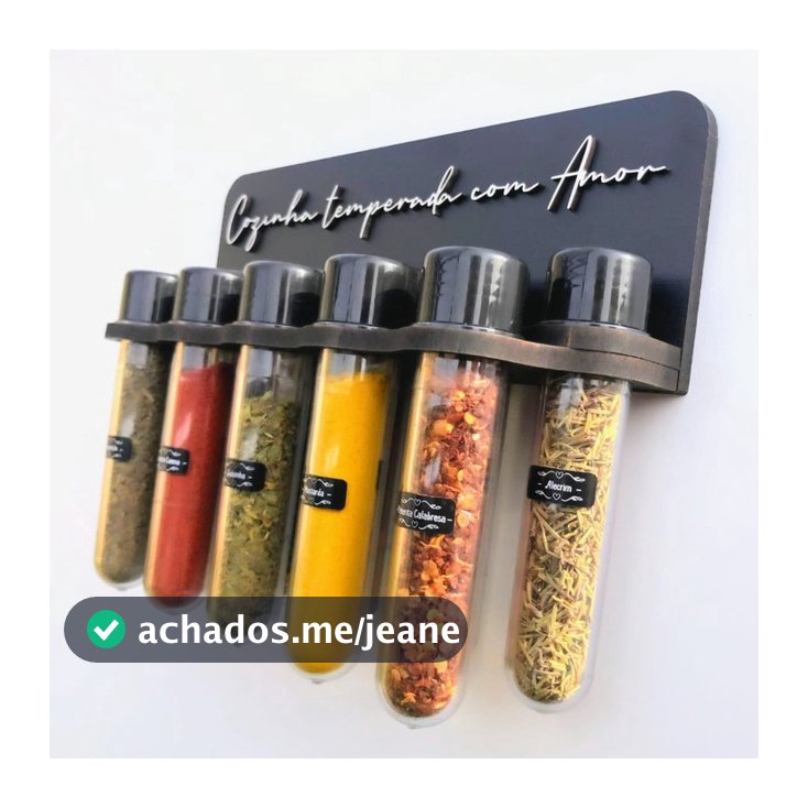 Porta Temperos de Parede MDF 11 Tubetes Acrílico + Cartela de Adesivos Cozinha Organizada Sem Furo Fita Dupla Face
