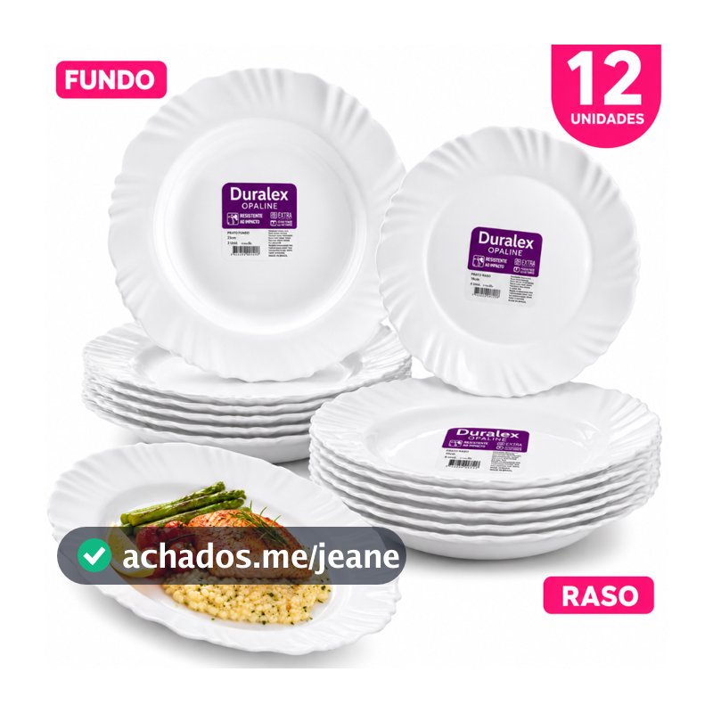 Jogo 12 Pratos Nadir 6 Fundos e 6 Raso Duralex Opaline Petala Resistente Microondas Jantar