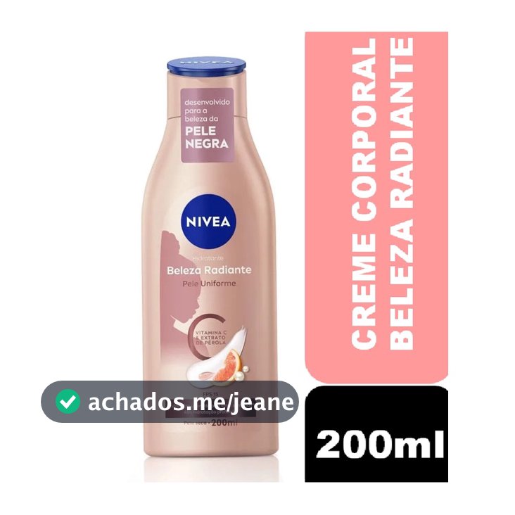 Loção Deo Hidratante Corporal Nivea Beleza Radiante Pele Uniforme Negra 200ml