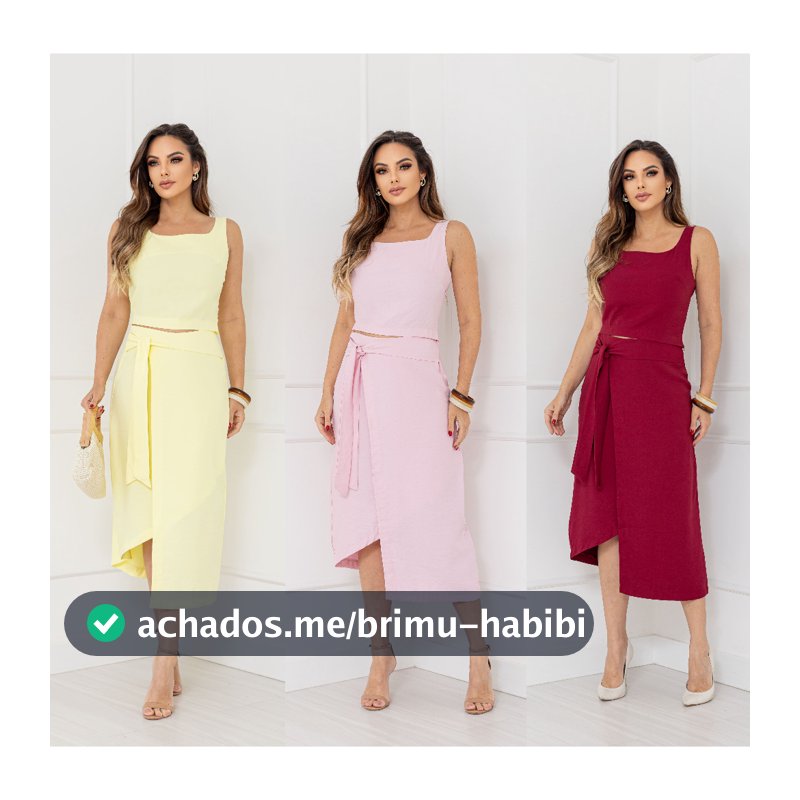 YAN FASHION Conjunto Feminino Saia Midi e Blusa Tecido Marrant Elegante Moda Social