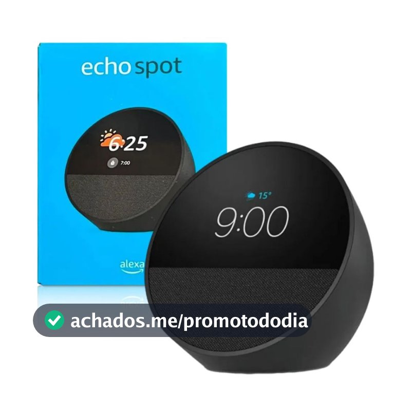 Nova Alexa Echo Spot 2025 com Tela Smart Speaker, Com Relógio Inteligente Original Amazon