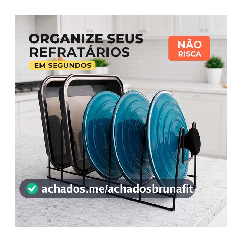Porta Refratário Organizador De Tampa De Panela Formas Armário Cozinha Aramado Aço
